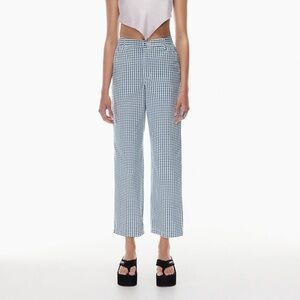 Aritzia Sunday Best Gingham Blue Checkered Pants Sz 2